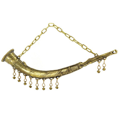 Trumpet (Todi) Dhokra Art Brass Statue for Home Decor (Golden, 16 inch)