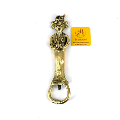 Dhokra Art Tribal Man design Bottle Opener (Golden, 6 inch)