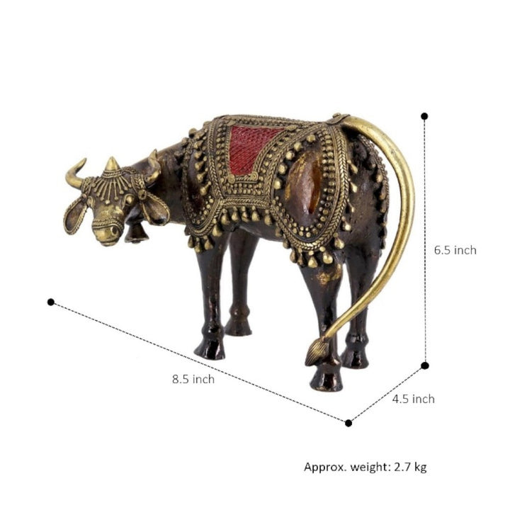 Brass cow decor made with Dokra metal casting