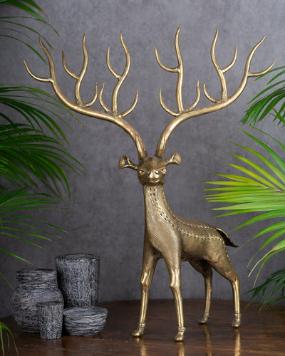 brass reindeer statue