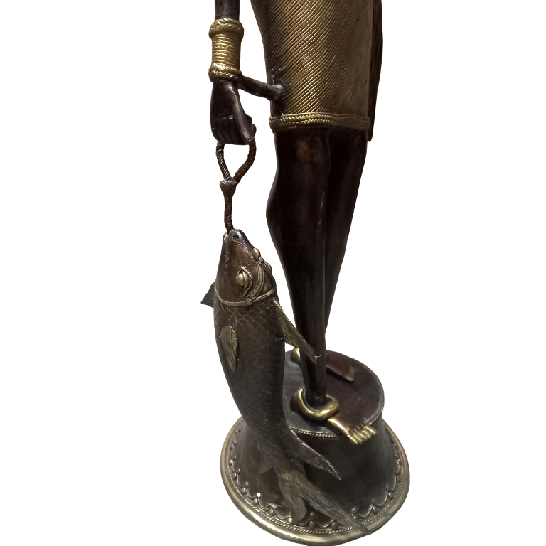 Handmade Dhokra Brass Statues - Madia Madin (3 Feet)