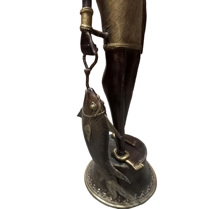 Handmade Dhokra Brass Statues - Madia Madin (3 Feet)