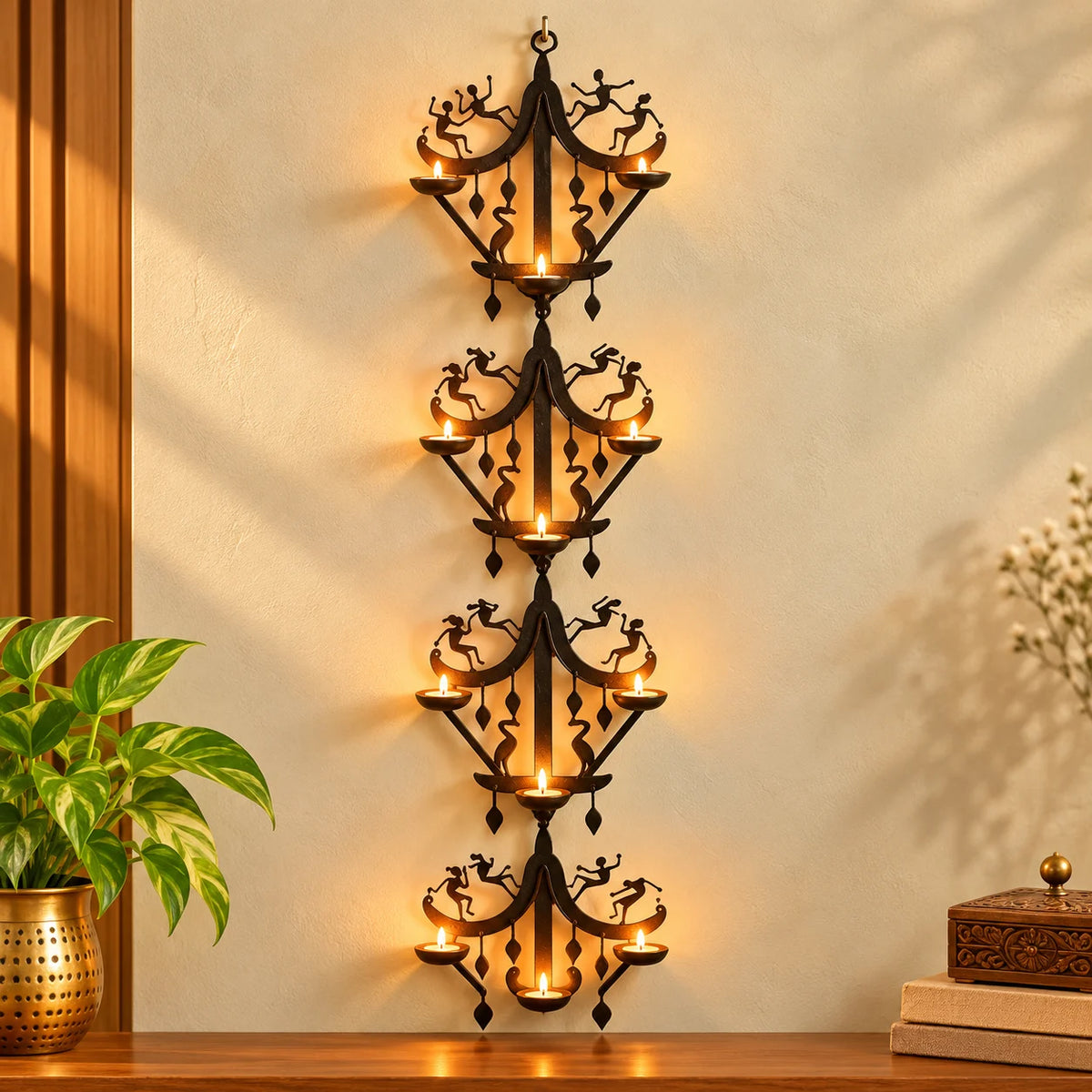 Moustache Motif Wall Hanging | Bastar Loha Shilp | Wrought Iron, 40 in