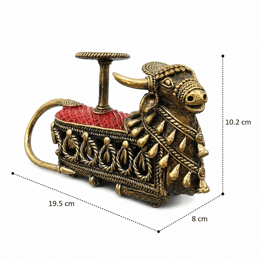Sacred Glow Nandi Tealight Holder – Bastar Dokra Art Brass Decor