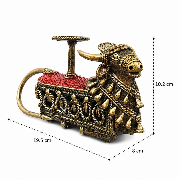 Sacred Glow Nandi Tealight Holder – Bastar Dokra Art Brass Decor