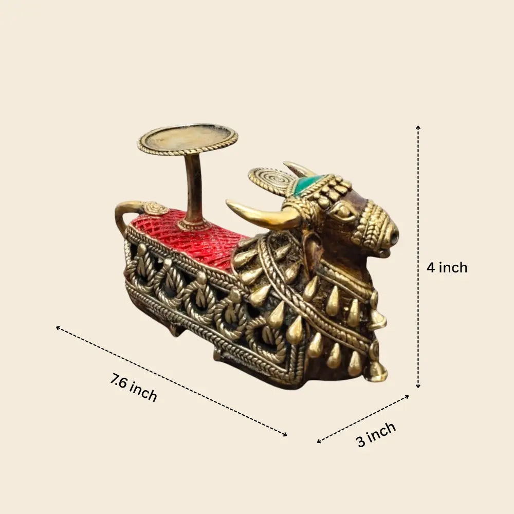 Sacred Glow Nandi Tealight Holder – Bastar Dokra Art Brass Decor