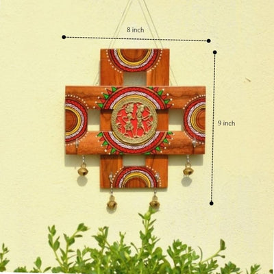 Unique Brass Dhokra Wooden Key Hanger (Multicolor, 9 inch)
