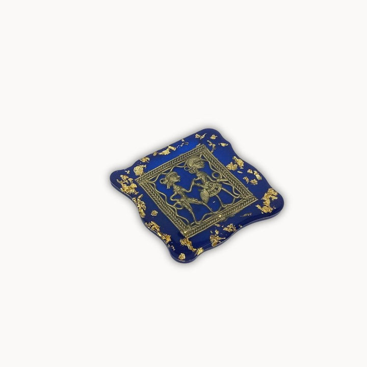 Premium handmade brass and resin square coaster set
