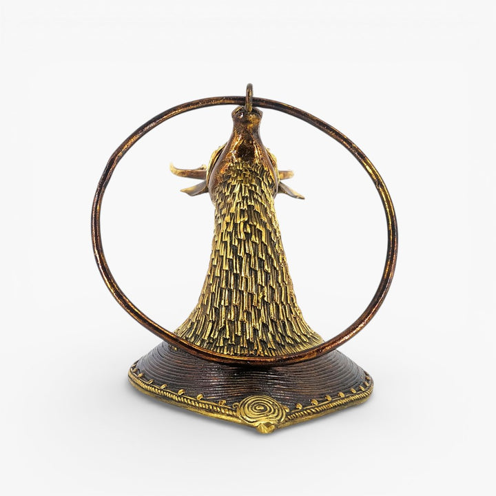 Handcrafted brass deer bathroom towel holder front view