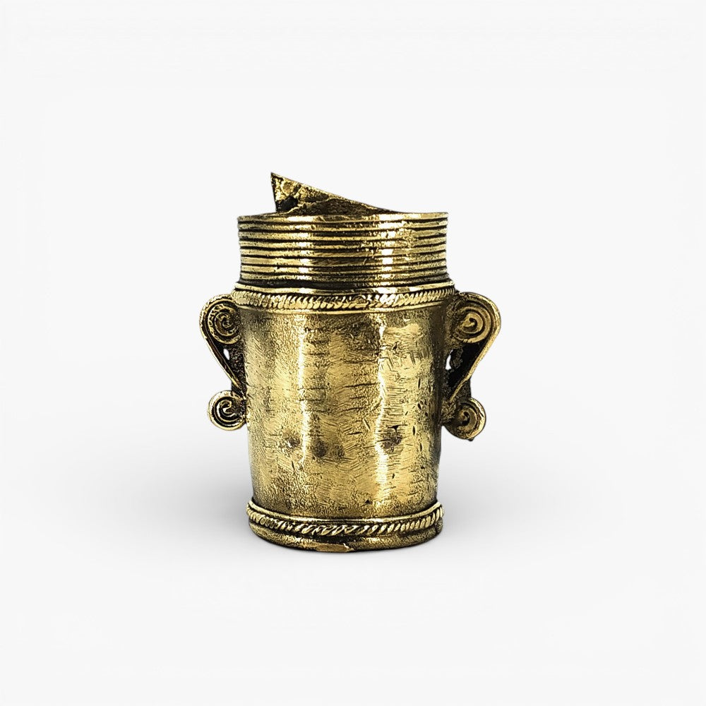Decorative brass pen holder with heritage craftsmanship back view