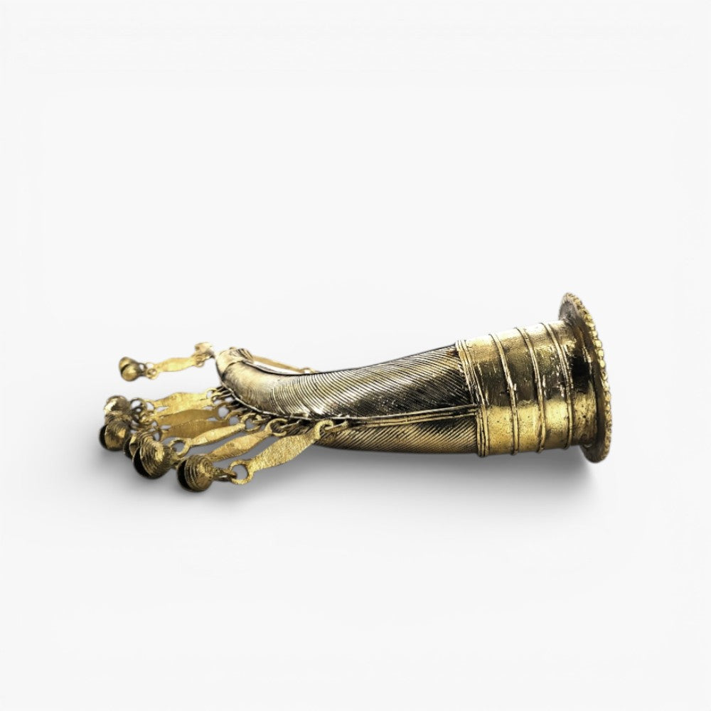 Bastar Dhokra Art Trumpet Todi Wall Accent (Golden, 15 inch