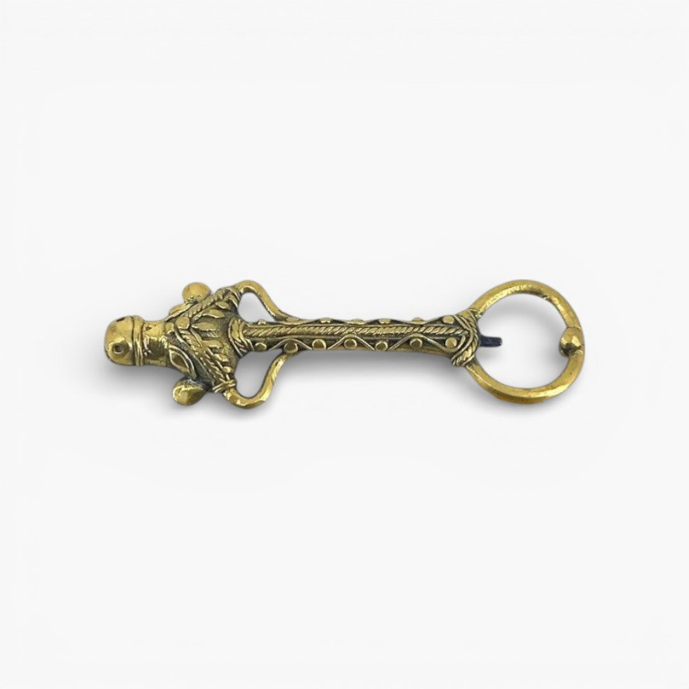 Bastar Dokra art bell metal bottle opener side view