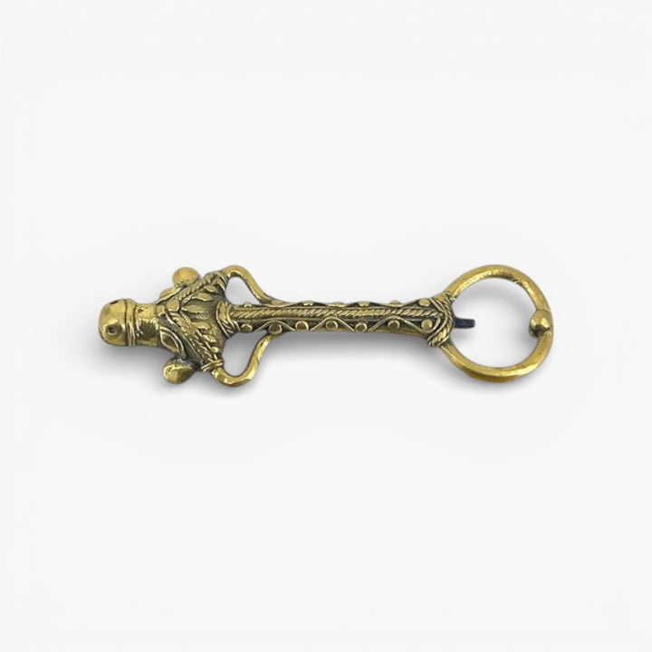 Bastar Dokra art bell metal bottle opener side view