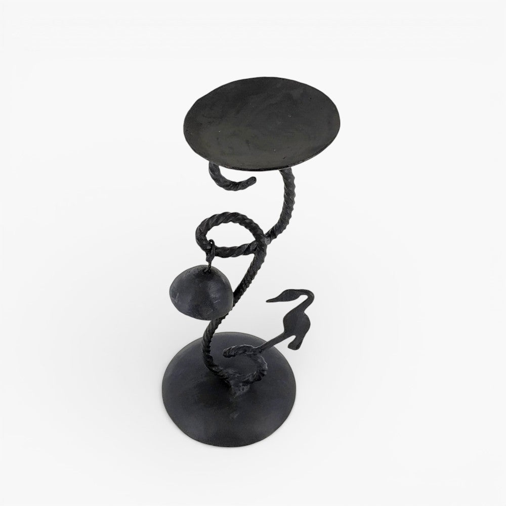 Bastar Dokra art iron bird candle holder top view