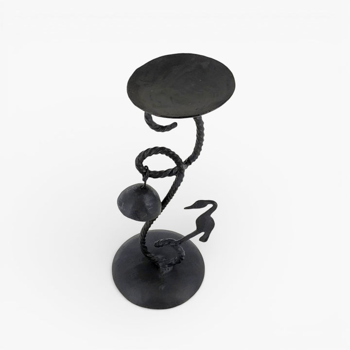 Bastar Dokra art iron bird candle holder top view