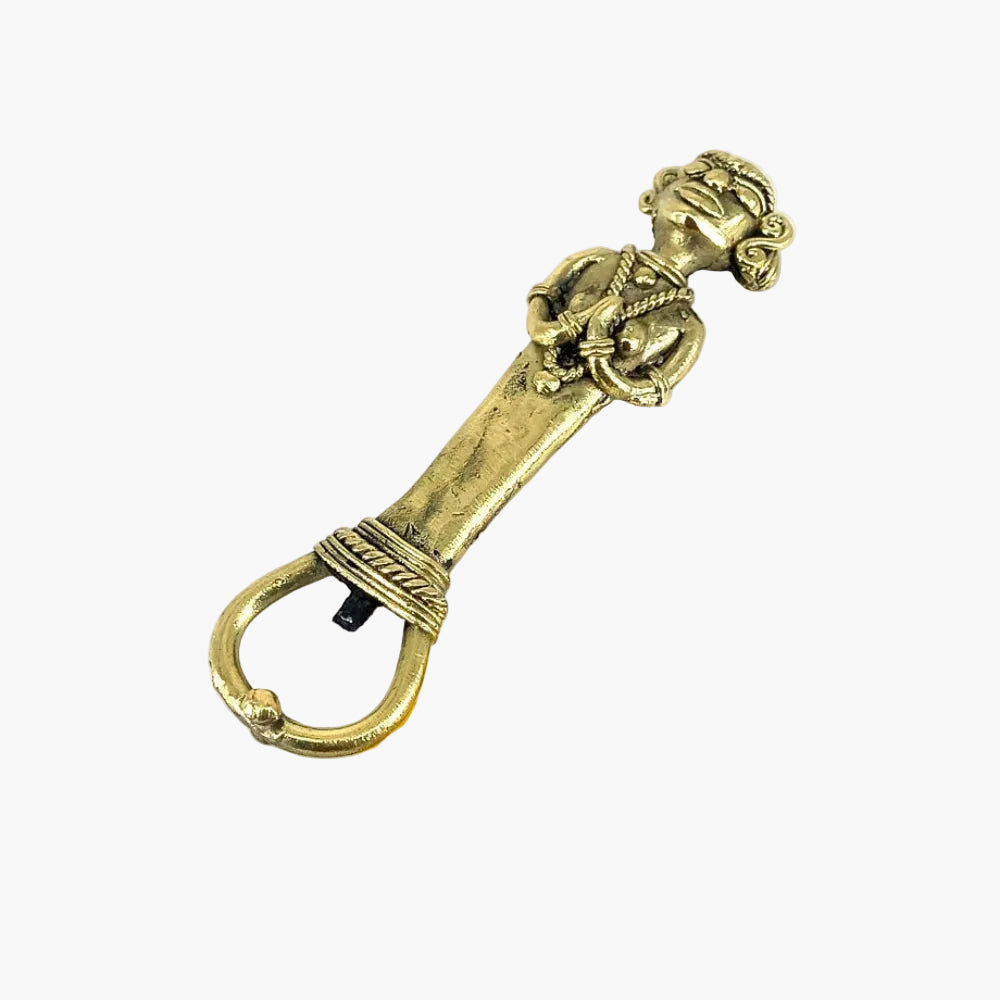 Bastar Dokra art brass bottle opener side view