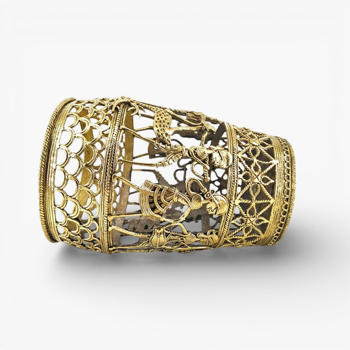 Bastar Dokra art brass lampshade side view