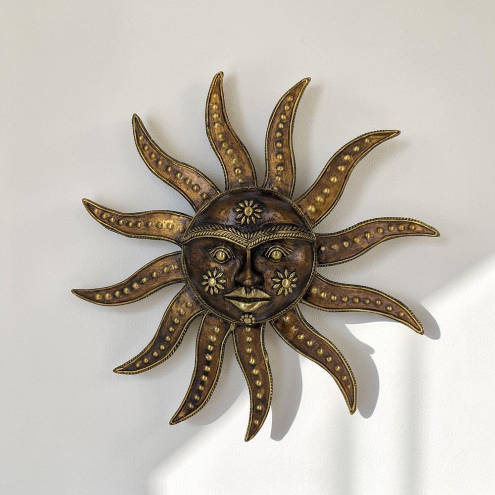 Bastar Dokra art brass sun wall hanging handcrafted metal wall decor