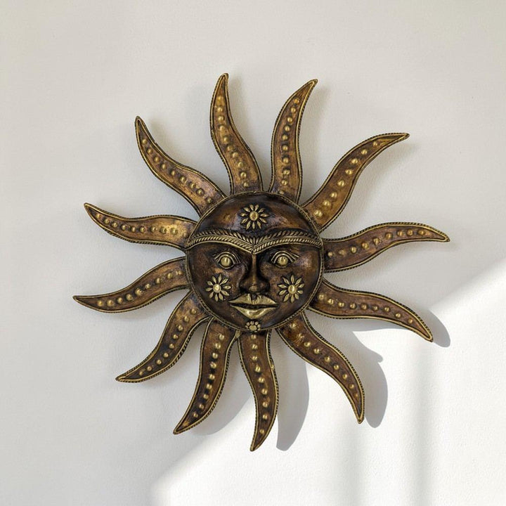 Bastar Dokra art brass sun wall hanging handcrafted metal wall decor