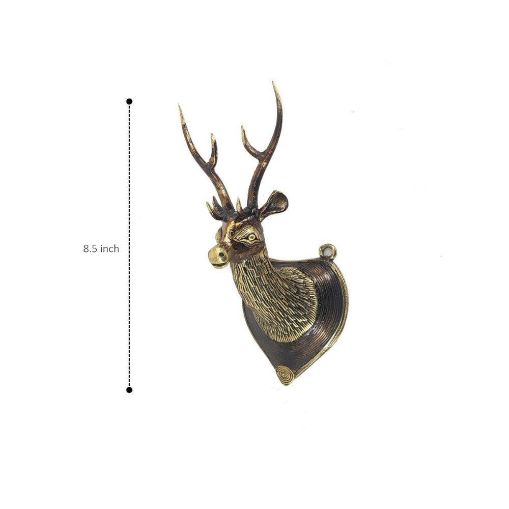 Artistic brass deer head wall accent for home decor