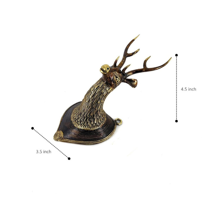 Bronze finish Bastar Dokra art deer head side profile