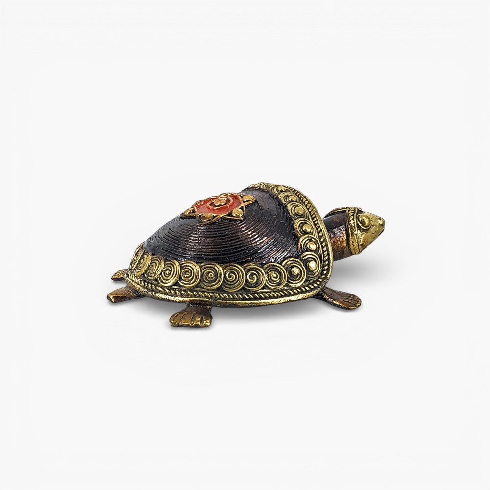 Bastar Dokra art bell metal tortoise back perspective