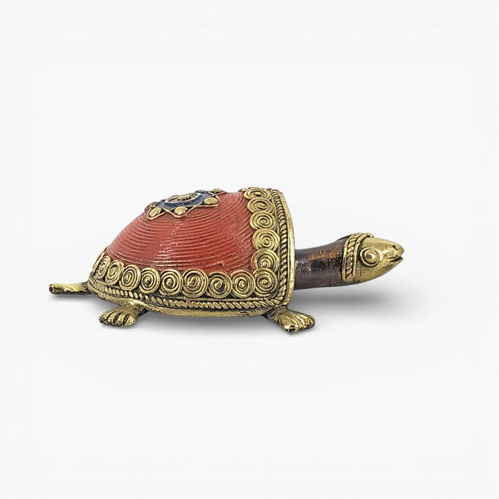 Bastar Dokra art tortoise statue close-up detailing
