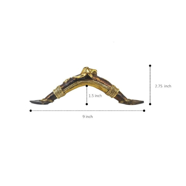 Handmade Bastar Dokra brass bull door handle with size dimensions tribal metal hardware