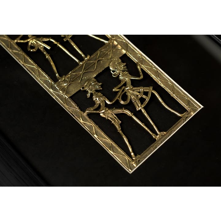 Traditional Bastar Dokra art brass wall decor mounted in black wooden frame handcrafted tribal artwork
