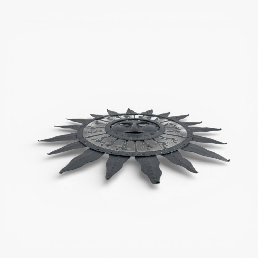 Handcrafted Bastar iron art sun mask wall hanging black metal wall decor traditional Bastar iron craft