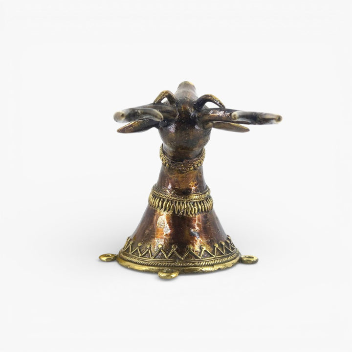 Handcrafted bell metal decorated deer head wall hanging Bastar Dokra art bronze finish metal wall decor