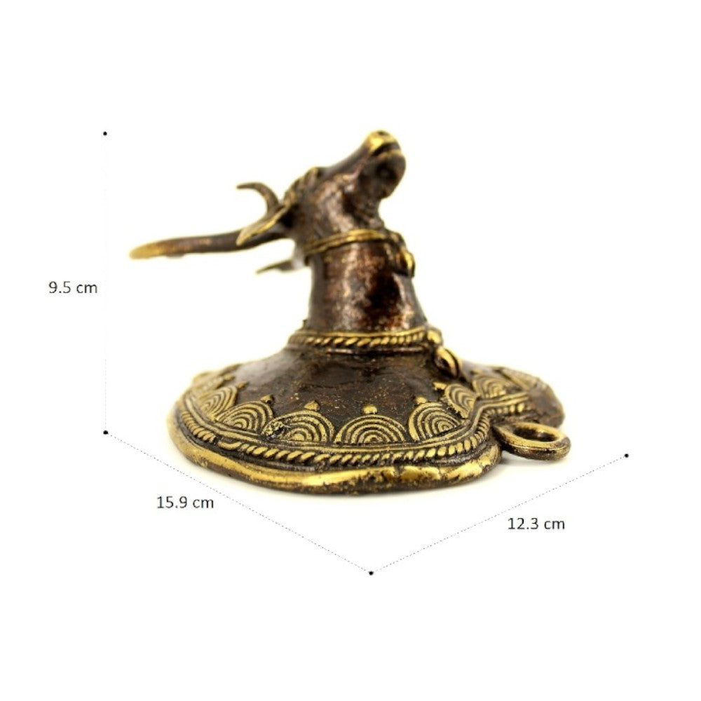 Bell metal deer head wall accent Bastar Dokra art handcrafted bronze wall decor with size details