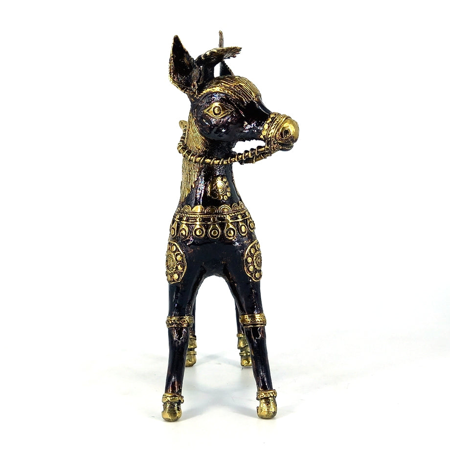 Front view brass horse sculpture handcrafted finish