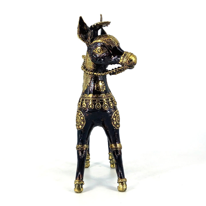 Front view brass horse sculpture handcrafted finish