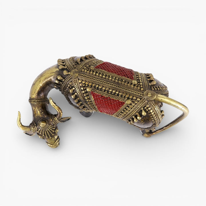 Handcrafted Bastar Dokra brass cow showpiece
