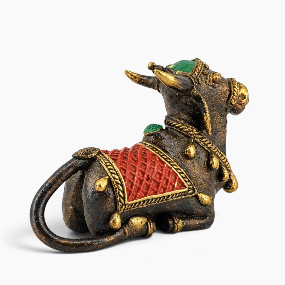 Sacred Calm Nandi Figurine | Bastar Dhokra | Brass