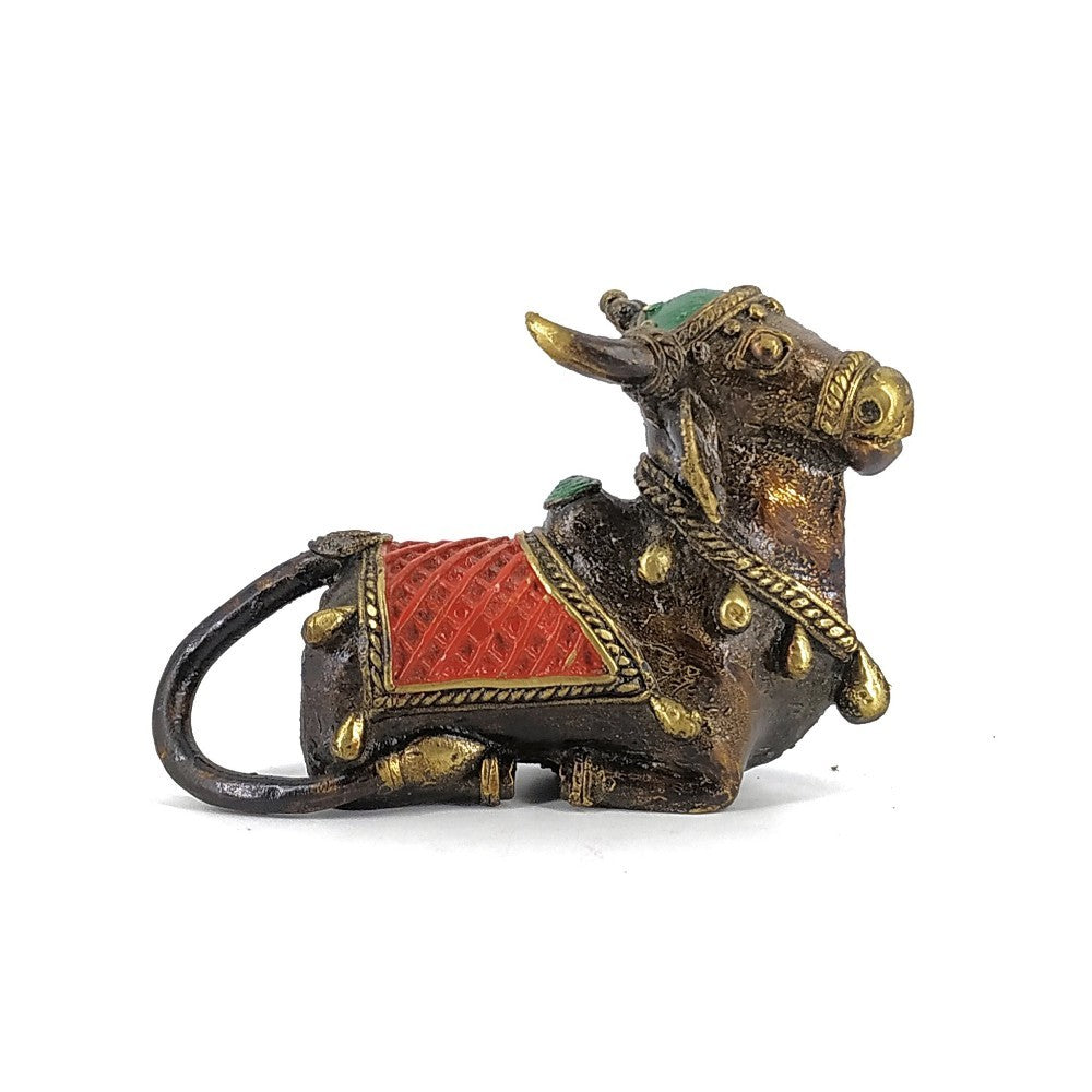 Sacred Calm Nandi Figurine | Bastar Dhokra | Brass