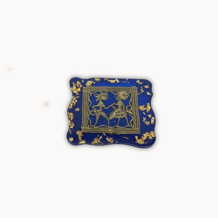 brass- esinsquare blue coaster single photo view