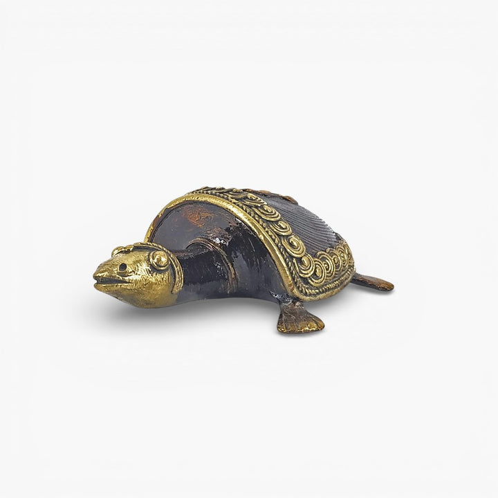 Small bronze tortoise spiritual decor product photography