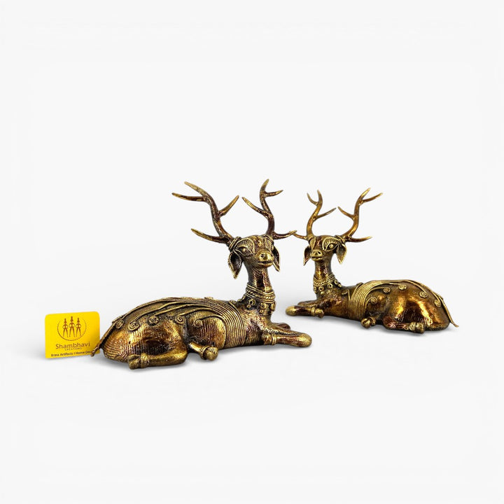 Artistic brass deer figurines for spiritual home décor