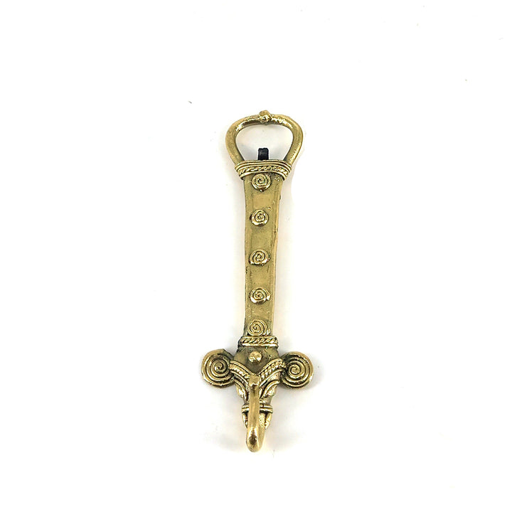 Dhokra art brass elephant design bottle opener front view