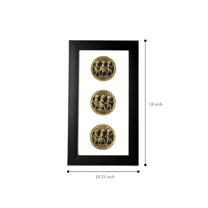 Handcrafted brass wall frame with circular Dokra art design
