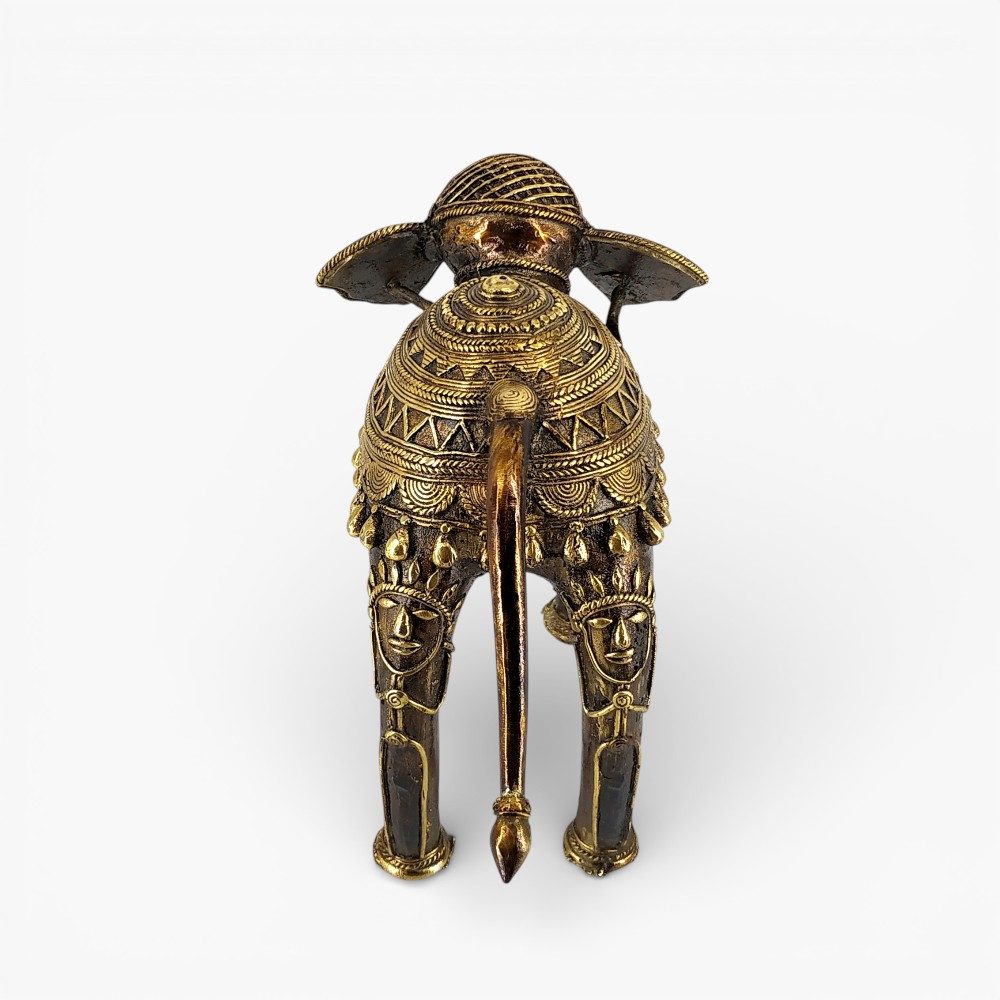 Bell metal elephant sculpture with ornate handcrafted detailing