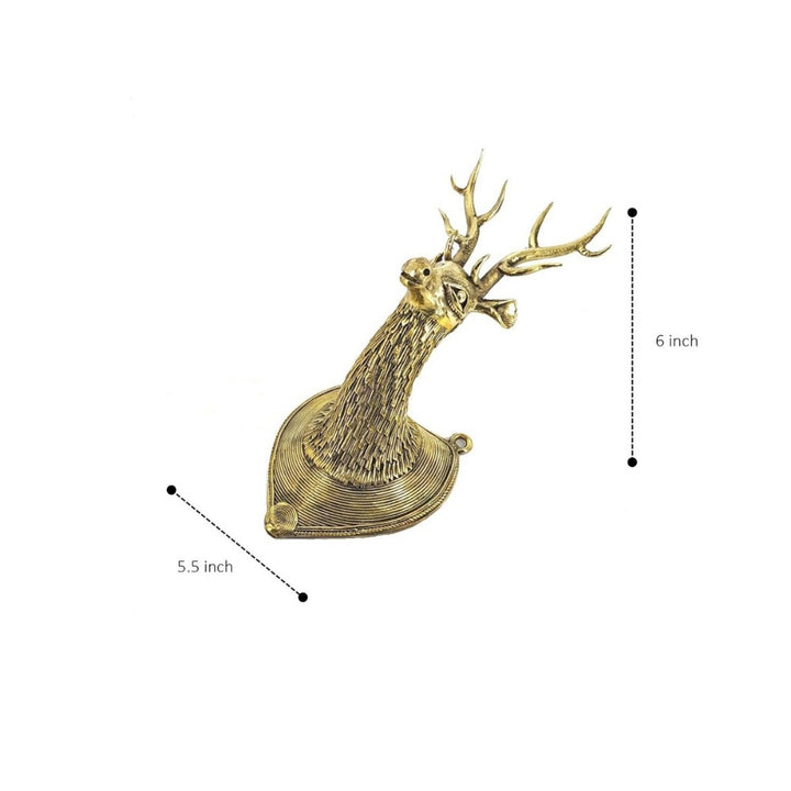 Close-up brass deer antlers detailed metal craftsmanship