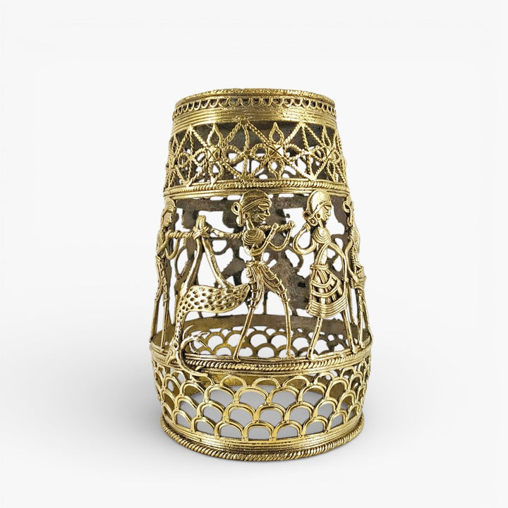 Bastar Dokra art inspired brass pendant lampshade for home décor