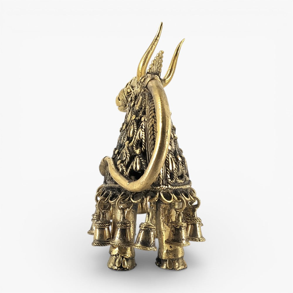 Brass Nandi statue golden finish decorative accent