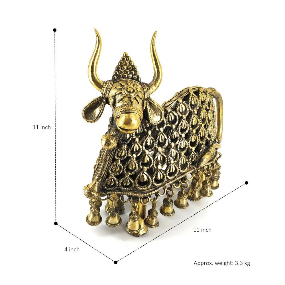 Brass Nandi statue golden finish decorative accent