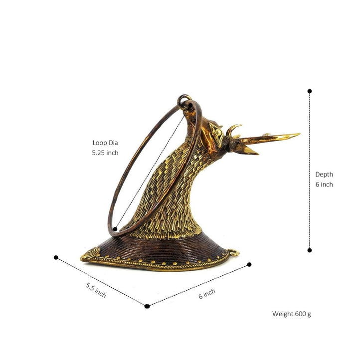 Solid brass deer head towel holder with circular ring profile details
