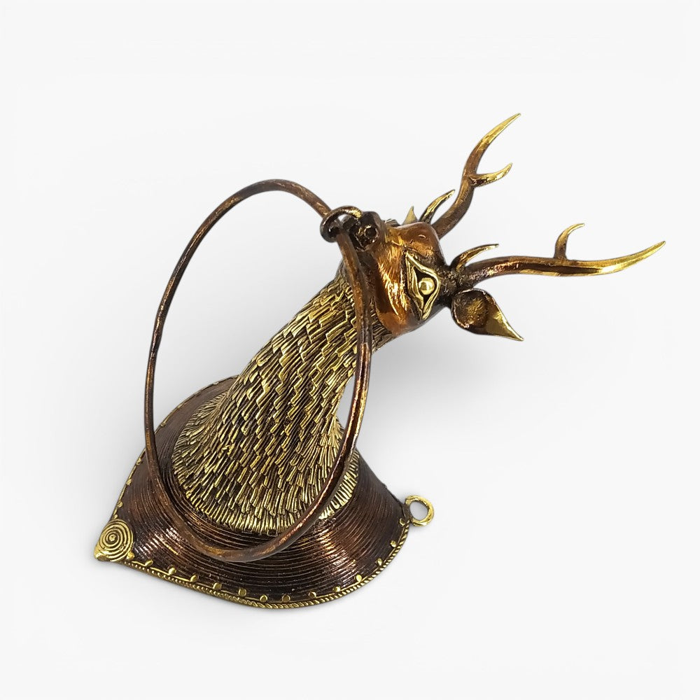 Bronze finish Bastar Dokra art towel ring holder side angle