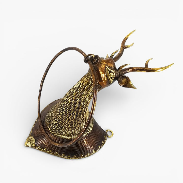 Bronze finish Bastar Dokra art towel ring holder side angle